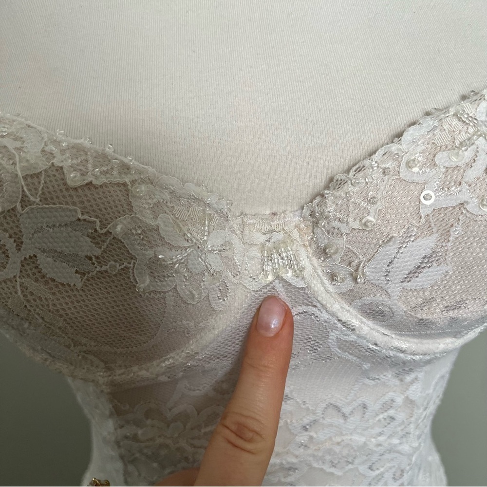 Vintage Lace Bustier Top Ivory Fairycore Corset Camisole Bridal XS - Picture 4 of 7